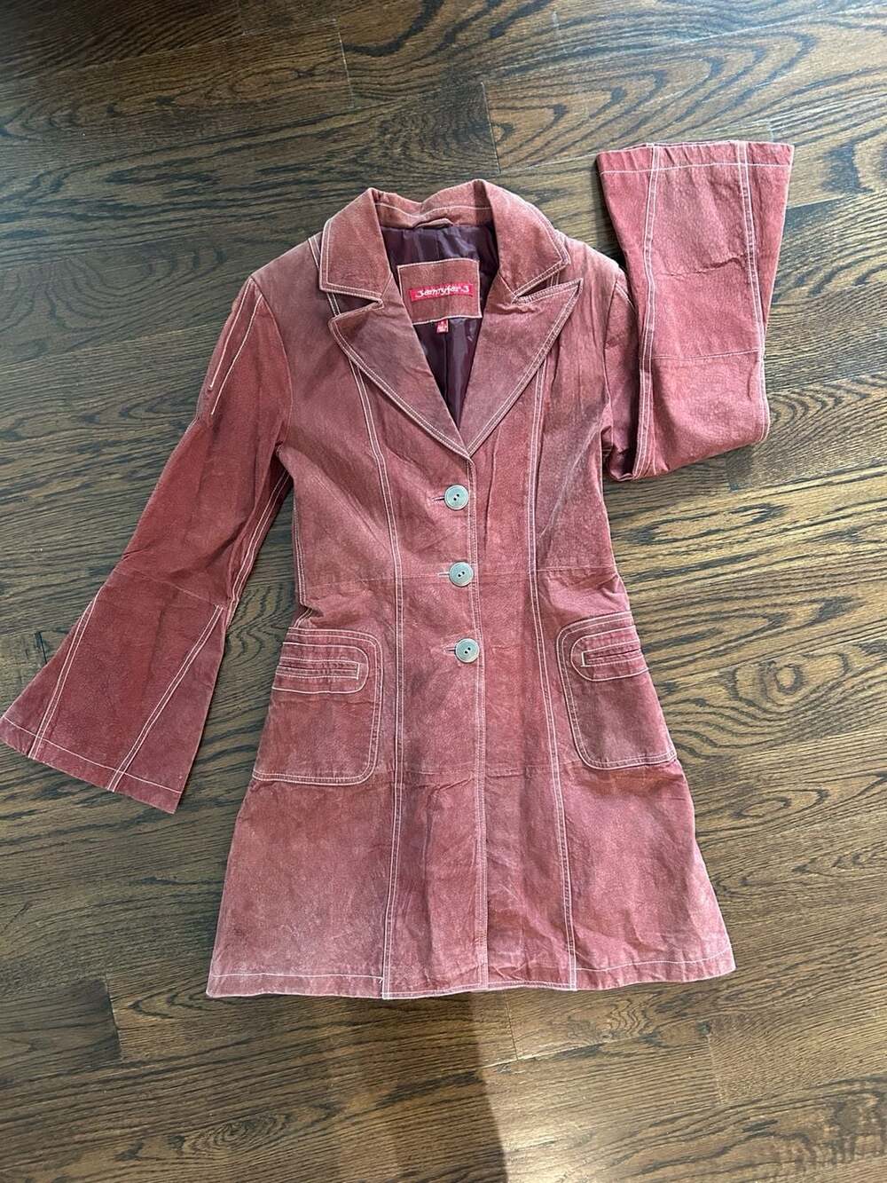 Jennyfer J Suede Y2K Jacket M Rose Pink Leather Coat